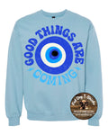 GOOD THINGS ARE COMING-GREEK EYE CREW NECK FLEECE