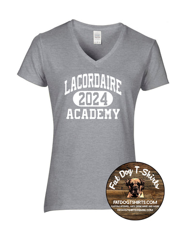 LACORDAIRE LADIES V-NECK 2024-T-SHIRT/GREY
