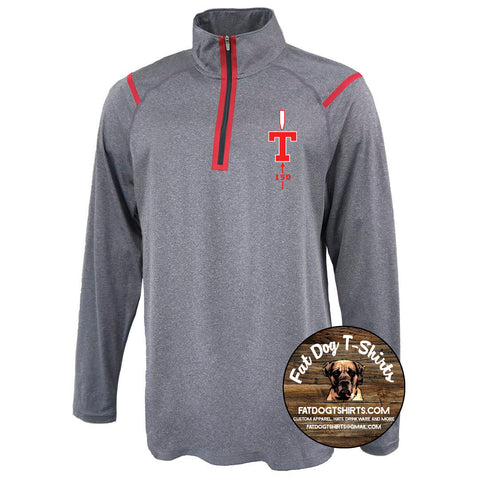 MIT-T150 SPIRIT WEAR QUARTER ZIP-GREY TECH RED LOGO