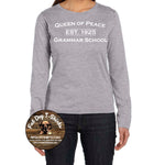 QUEEN OF PEACE LADIES LONG SLEEVE T-SHIRT-NAVY/GREY