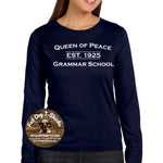 QUEEN OF PEACE LADIES LONG SLEEVE T-SHIRT-NAVY/GREY