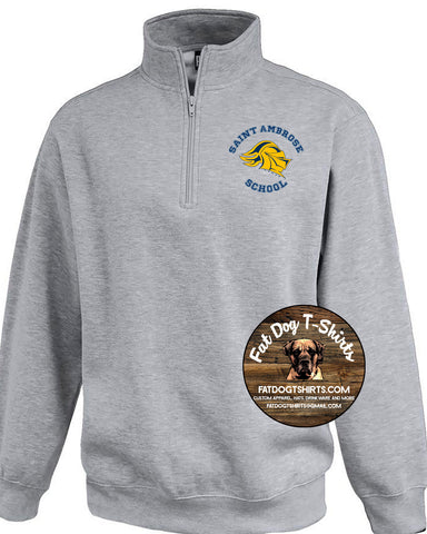SAINT AMBROSE SCHOOL UNISEX YOUTH/ADULT QUARTER ZIP-  GREY-HEAVY