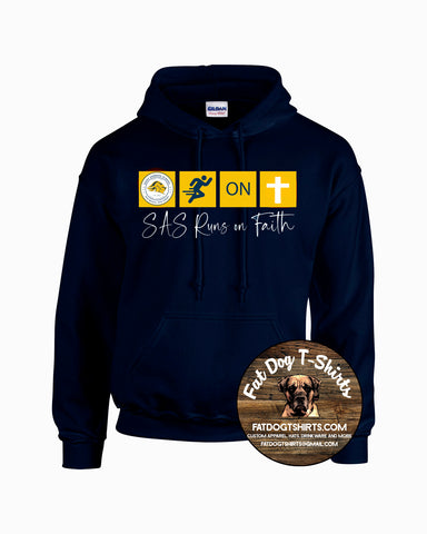 SAINT AMBROSE SCHOOL -RUNS ON FAITH NAVY HOODIE