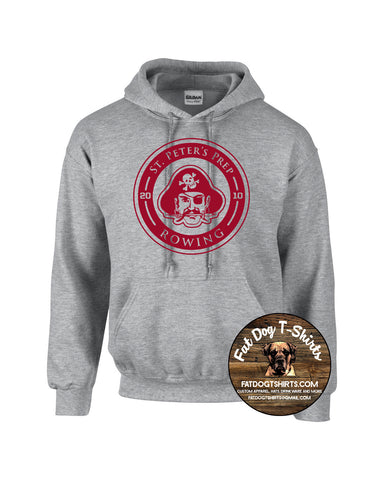 SPP CREW  HOODIE-SPORT GREY W/MAROON