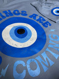 GOOD THINGS ARE COMING-GREEK EYE CREW NECK FLEECE