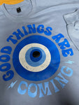 GOOD THINGS ARE COMING-GREEK EYE CREW NECK FLEECE
