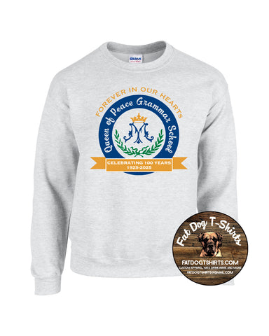 QUEEN OF PEACE 100 YEARS -CREW NECK FLEECE ASH