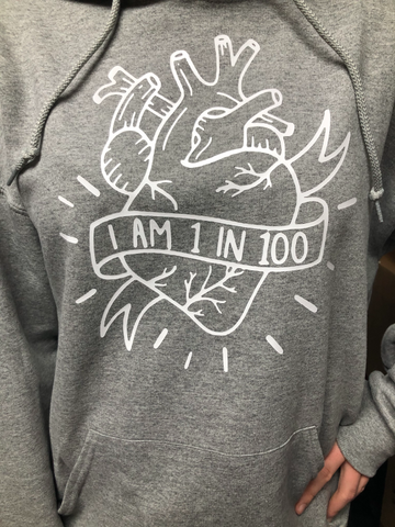 1 IN 100 CHD Awareness Hoodie-Heart Warrior