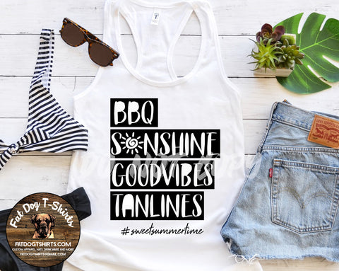 BBQ, SUNSHINE, GOODVIBES, TAN LINES-TANK-T-SHIRT