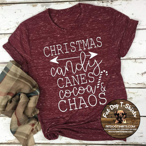 Christmas Candy Canes Cocoa and Chaos-T-Shirts/Crew Fleece