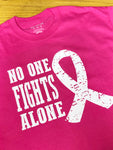 No One Fights Alone-BREAST CANCER AWARENESS-T-Shirts/Hoodies/Long Sleeve