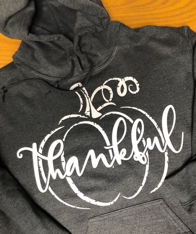 Thankful Hoodie-Distressed Charcoal Heather