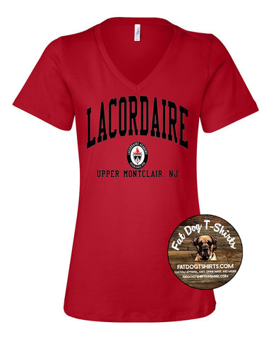 LACORDAIRE LADIES V-NECK T-SHIRT-RED