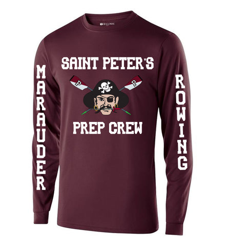 SPP CREW-PERFORMANCE L/S-MAROON-LOGO3
