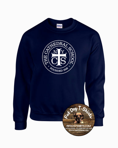 THE CATHEDRAL SCHOOL CREW FLEECE LOGO NAVY