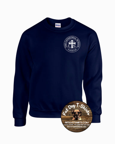 THE CATHEDRAL SCHOOL CREW FLEECE LOGO NAVY