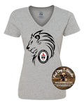 LACORDAIRE LADIES LION V-NECK T-SHIRT-GREY