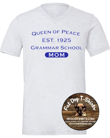 QUEEN OF PEACE MOM V-NECKS-3 COLORS