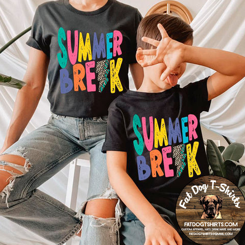 Summer Break-T-Shirts in Black and Grey-Youth and Adult Unisex Sizes